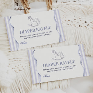 Vintage Blue Rocking Horse Baby Shower Diaper Enclosure Card