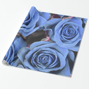 Vintage Blue Rose Floral Gift Wrap