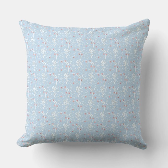 Vintage Blue Rose Reversible Pastel Pillow (Front)