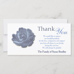 Vintage Blue Rose Sympathy Thank You Photo Card