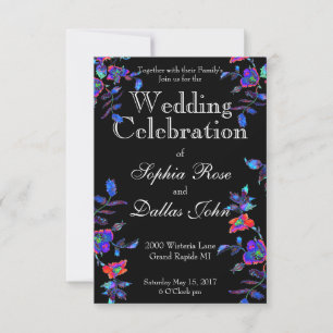 Vintage blue Rose Wedding Invitation