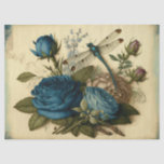 Vintage Blue Roses and Dragonfly Decoupage Tissue Paper<br><div class="desc">Beautiful vintage blue roses and dragonfly.  Perfect to decoupage furniture,  arts,  crafts,  gift giving,  scrapbooking and more!</div>