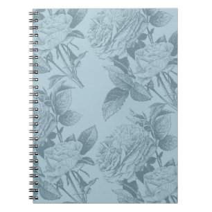 Vintage Blue Roses Spiral Notebook