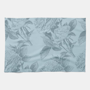 Vintage Blue Roses Tea Towel