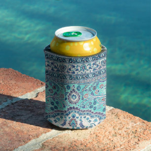 Vintage Blue Rug Pattern Can Cooler