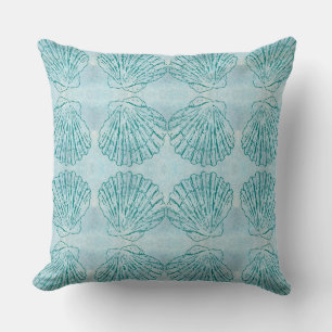 Vintage Blue Seashell Nautical Pattern Cushion