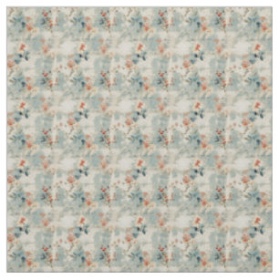 Vintage Blue Shabby Chic Floral Elegance Fabric