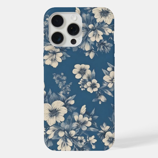 vintage blue small flowers  iPhone case (Back)