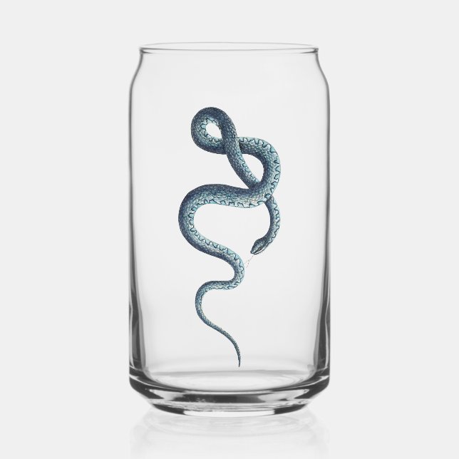 Vintage Blue Snake Can Glass (Front)