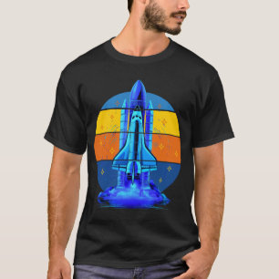 Vintage Blue Space Shuttle Spaceship T-Shirt