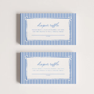 Vintage Blue Stripe Baby Shower Diaper Raffle Enclosure Card