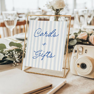 Vintage Blue Stripe Cards and Gifts Sign