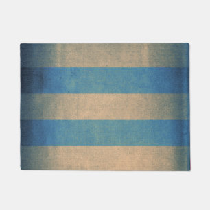 Vintage blue striped deck chair cover doormat