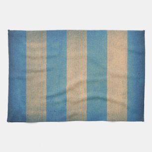 Vintage blue striped deck chair cover tea towel