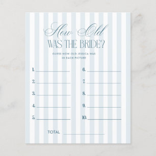 Vintage Blue Stripes How Old Was The Bride Game