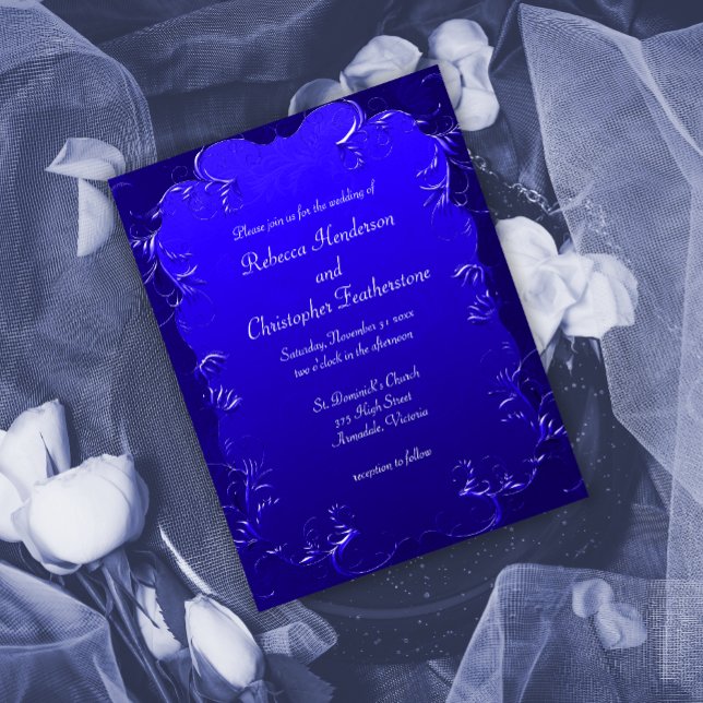Vintage Blue Stylish Wedding Invitation Postcard (Creator Uploaded)