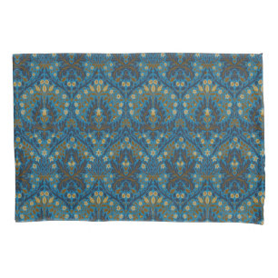 Vintage Blue Teal William Morris Autumn Flowers Pillowcase