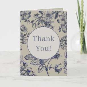 Vintage Blue Toile Botanical Floral Antique Patter Card