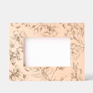 Vintage Blue Toile Botanical Floral Antique Patter Etched Frames