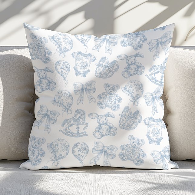 Vintage Blue Toile de Jouy Nursery Cushion (Creator Uploaded)