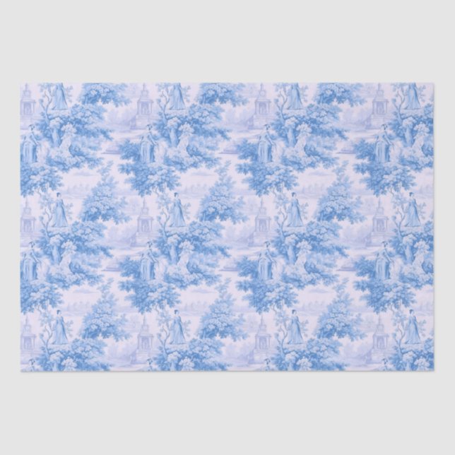 Vintage blue toile de joy tissue paper (Front)