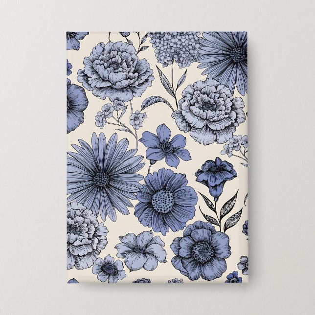 Vintage Blue Toile Floral Botanical Pattern (Front)