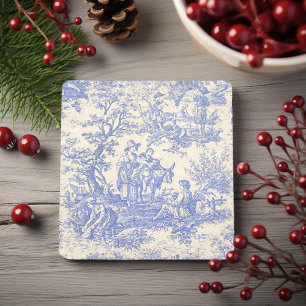 Vintage blue tree toile de jouy printed stone coaster