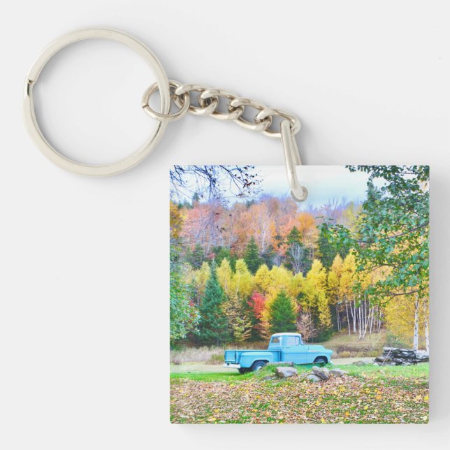 Vintage Blue Truck Acrylic Keychain (Front)