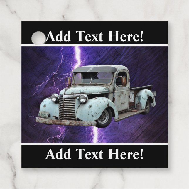 Vintage Blue Truck Favour Tags (Front)