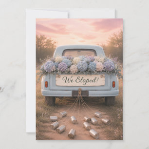 Vintage Blue Truck Floral We Elopved Wedding Announcement