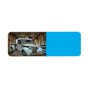 Vintage Blue Truck Rustic Barn