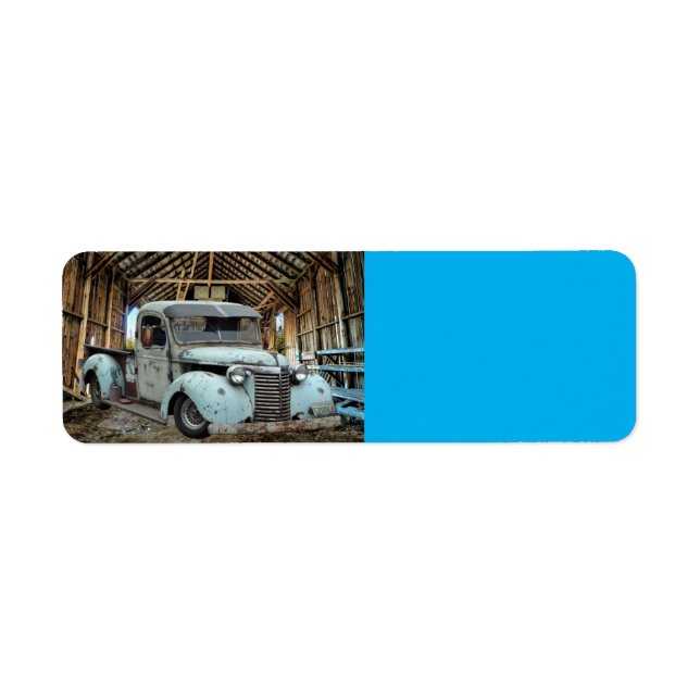 Vintage Blue Truck Rustic Barn (Front)