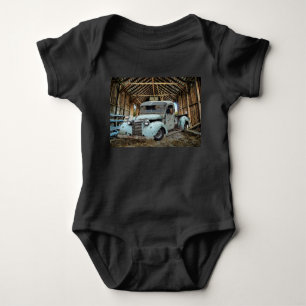 Vintage Blue Truck Rustic Barn Baby Bodysuit