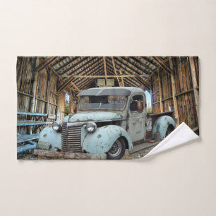 Vintage Blue Truck Rustic Barn Bath Towel Set