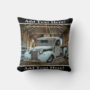 Vintage Blue Truck Rustic Barn Cushion