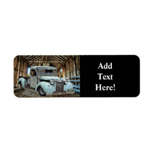 Vintage Blue Truck Rustic Barn Label