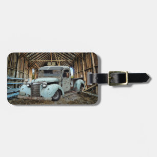 Vintage Blue Truck Rustic Barn Luggage Tag