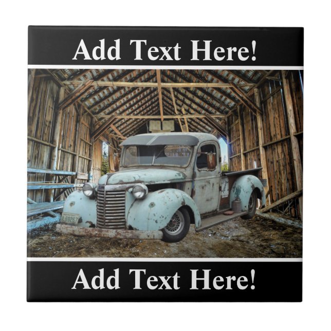 Vintage Blue Truck Rustic Barn Tile (Front)
