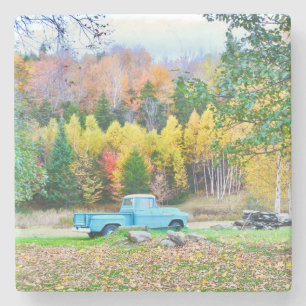 Vintage Blue Truck Stone Coaster