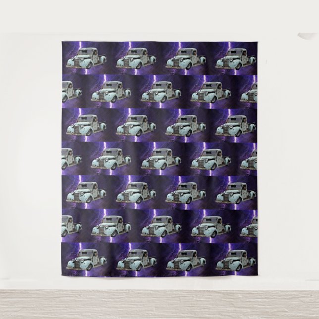 Vintage Blue Truck Tapestry (Front)