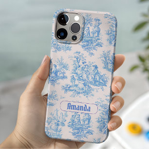 Vintage Blue Turquoise French Toile Monogram Case-Mate iPhone 14 Case