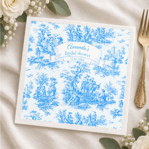 Vintage Blue Turquoise Toile Bridal Shower Napkin
