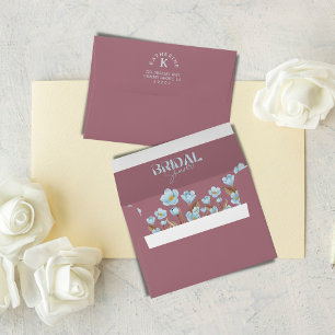 Vintage Blue Watercolor Floral Bridal Shower Envelope