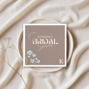 Vintage Blue Watercolor Floral Bridal Shower Napkin