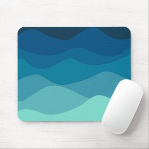 Vintage Blue Wavy Pattern Mouse Pad