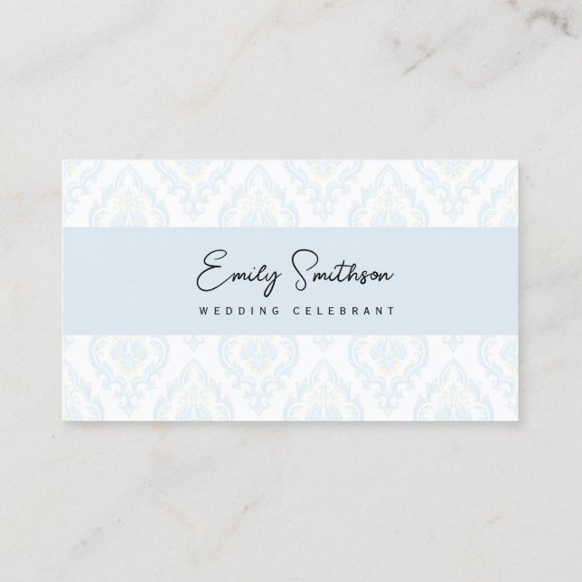Vintage Blue Wedding Celebrant Business Card (Back)