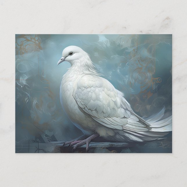 Vintage Blue Wedding Dove Postcard (Front)