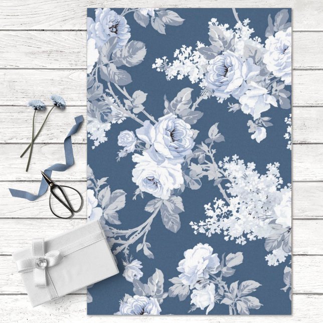 Vintage Blue Wedding Florals Decoupage Tissue Paper (Creator Uploaded)