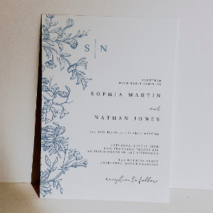 Vintage Blue Wedding Invitation