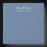 Vintage Blue Wedding Return Address Square Envelope<br><div class="desc">Chic, modern and simple square wedding return address envelope with your names in white elegant handwritten script calligraphy on a vintage blue background. Simply add your names and address. Exclusively designed for you by Happy Dolphin Studio. This beautiful wedding envelope is part of the square wedding envelope HON collection in...</div>